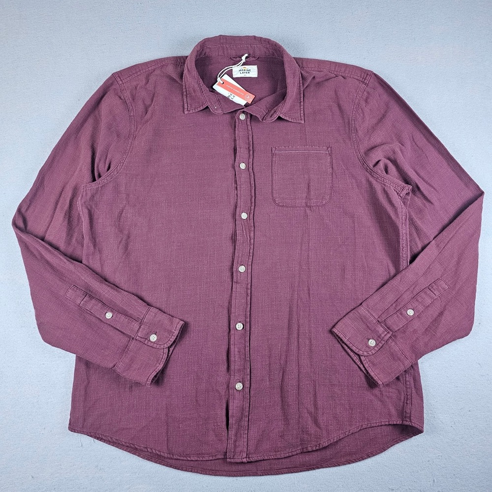 Marine Layer Selvage Shirt Mens M/L Red Long Sleeve Button Up Classic Fit NWT